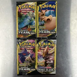 Pokemon Sun and Moon Team Up 3 Card Mini Booster Packs Complete Art Set Lot of 3 - Image 1