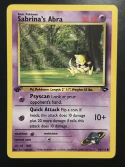 Pokemon TCG Sabrina's Abra Gym Challenge Common Card 94/132 1st Edition - Image 1