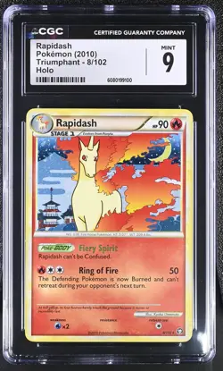 CGC 9 MINT Rapidash 2010 Triumphant 8/102 Holo Pokemon Card - Image 1