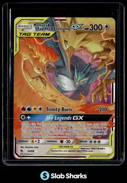 2019 POKEMON SM HIDDEN FATES #44/68 MOLTRES & ZAPDOS ARTICUNO TAG TEAM GX - Image 1