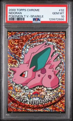 2000 NIDORAN SPARKLE CHROME PSA 10 LOW POP Topps #32 POKEMON TV SERIES 1 - Image 1