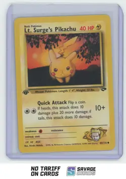 2000 Pokemon Gym Challenge 1st Edition Lt. Surge’s Pikachu #84/132 - Image 1