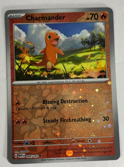 Pokemon TCG 151 Costco Reverse Holographic Charmander 004/165 Near Mint - Image 1