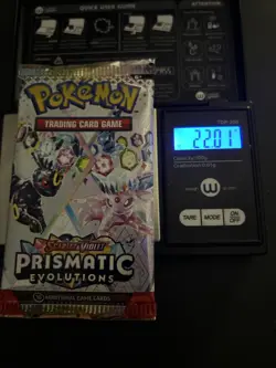 22.01g HEAVY Prismatic Evolutions Pokemon Sealed Booster Pack New - Image 1
