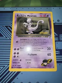 2003 Pokemon Rocket's Mewtwo Oversized JUMBO Winner BEST Promo DAMAGED 8 - Image 1