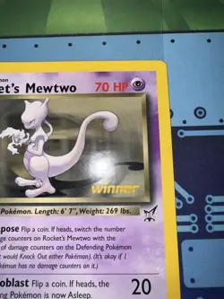 2003 Pokemon Rocket's Mewtwo Oversized JUMBO Winner BEST Promo DAMAGED 8 - Image 3