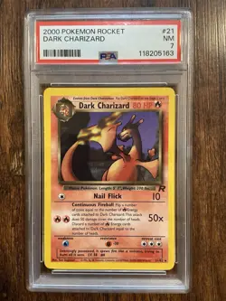 2000 Pokemon Rocket 4 Dark Charizard PSA 7 Graded Pokemon Card - Image 1