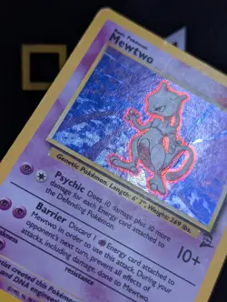 Mewtwo 10/130 Vintage WOTC MP Pokemon TCG Base Set 2 Holo Rare Card - Image 2