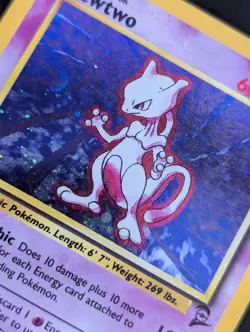 Mewtwo 10/130 Vintage WOTC MP Pokemon TCG Base Set 2 Holo Rare Card - Image 3