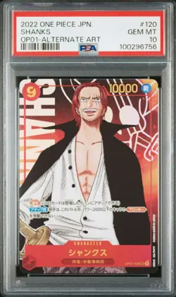 PSA 10 2022 One Piece Card Game Japanese Shanks Alt Art OP01 120 Romance Dawn - Image 1