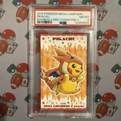 Pokemon PSA 8 MINT 2016 Poncho Pikachu Mega Charizard Y Japanese Business Card - Image 1