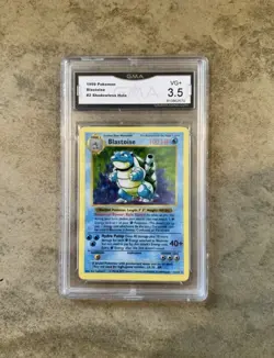 Pokemon TCG Blastoise Shadowless Base Set Holo Rare Card GRADED GMA 3.5 - Image 1
