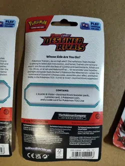 9 Sealed Pokemon Destined Rivals Booster Packs With Coin, Foil, And Code Card - Image 2