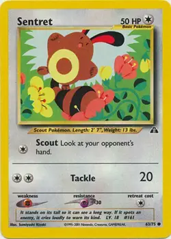 Sentret 63/75 Neo Discovery Pokemon Card LP - Image 1