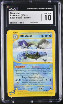 CGC 10 GEM MINT Blastoise 2002 Expedition 37/165 Pokemon Card - Image 1