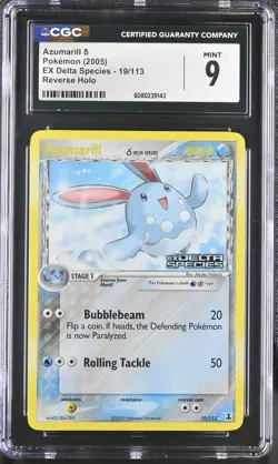 CGC 9 MINT Azumarill EX Delta Species 19/113 Reverse Holo Stamped Pokemon Card - Image 1