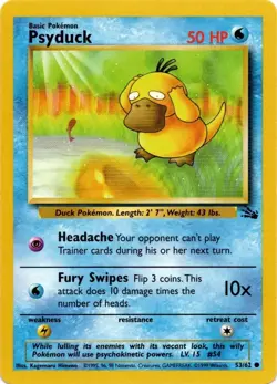 Psyduck 53/62 Fossil Pokemon Card LP - Image 1