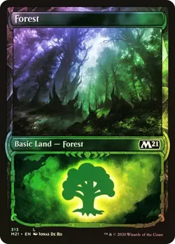 Forest FOIL SHOWCASE - 313 - Basic Land - Core Set 2021 M21 MTG - Image 1