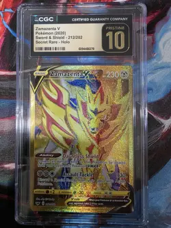 Pokemon TCG: CGC 10 PRISTINE Zamazenta V Gold Secret 212/202 Sword & Shield - Image 1