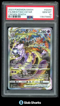 2023 POKEMON SW&SH CROWN ZENITH #GG44 MEWTWO VSTAR FULL ART ULTRA RARE PSA 10 - Image 1