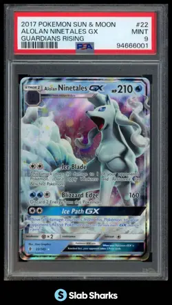 2017 POKEMON SUN & MOON GUARDIANS RISING #22/145 ALOLAN NINETALES GX PSA 9 - Image 1