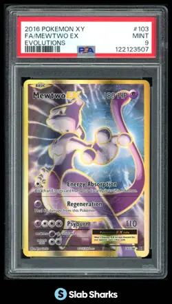 2016 POKEMON XY EVOLUTIONS #103/108 MEWTWO EX FULL ART ULTRA RARE PSA 9 - Image 1