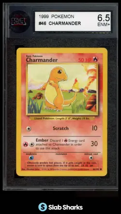 1999 POKEMON BASE SET UNLIMITED #46/102 CHARMANDER KSA 6.5 - Image 1