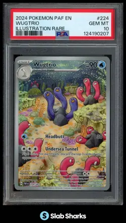 2024 POKEMON PALDEAN FATES PAF EN #224/091 WUGTRIO ILLUSTRATION RARE PSA 10 - Image 1