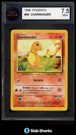 1999 POKEMON BASE SET UNLIMITED #46/102 CHARMANDER KSA 7.5 - Image 1