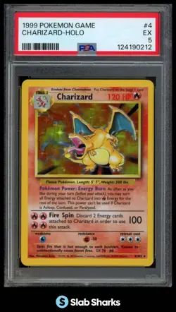 1999 POKEMON BASE SET UNLIMITED #4/102 CHARIZARD RARE HOLO PSA 5 - Image 1