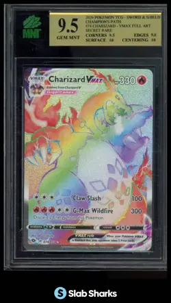 2020 POKEMON CHAMPION'S PATH #074/073 CHARIZARD VMAX SECRET RARE MNT 9.5 - Image 1