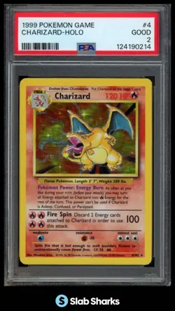 1999 POKEMON BASE SET UNLIMITED #4/102 CHARIZARD RARE HOLO PSA 2 - Image 1