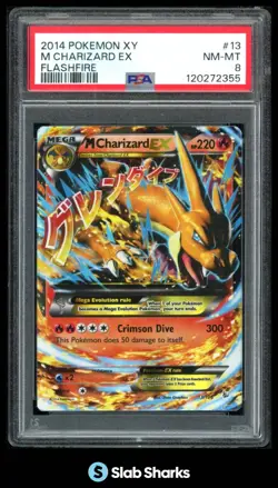 2014 POKEMON XY #13/106 MEGA CHARIZARD EX HOLO FLASHFIRE PSA 8 - Image 1
