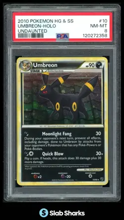 2010 POKEMON HEARTGOLD & SOULSILVER UNDAUNTED #10/90 UMBREON PROMOS HOLO PSA 8 - Image 1