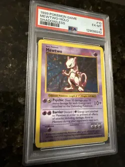 Pokemon Mewtwo TCG Holo Card Shadowless, 10/102, Base Set 1999 PSA 6 - Image 2