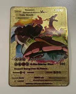 Gold Metal Pokemon 6 Charizard Cards Fan Art ( UNOFFICIAL ) VMAX V GX TAG TEAM - Image 3
