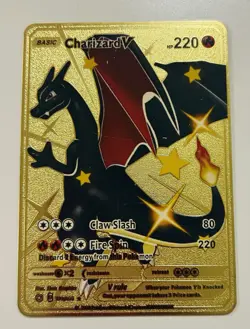 Gold Metal Pokemon 6 Charizard Cards Fan Art ( UNOFFICIAL ) VMAX V GX TAG TEAM - Image 4