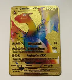Gold Metal Pokemon 6 Charizard Cards Fan Art ( UNOFFICIAL ) VMAX V GX TAG TEAM - Image 5
