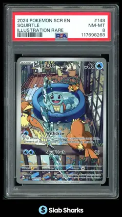 2024 POKEMON SV STELLAR CROWN - SCR EN #148/142 SQUIRTLE ILLUSTRATION RARE PSA 8 - Image 1