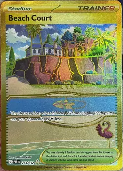 Beach Court Gold Hyper Rare - 263/182 - Paradox Rift Pokemon 2023 - Image 1