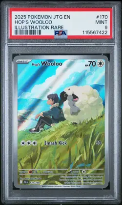 2025 POKEMON JTG EN-JOURNEY TOGETHER ILLUSTRATION RARE #170 HOP'S WOOLOO PSA 9 - Image 1