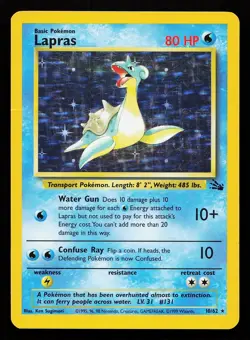 Lapras 10/62 Holo Rare Fossil Pokemon Card - Image 1