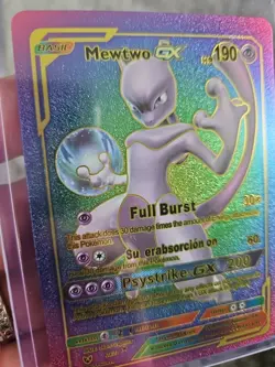 Mewtwo GX Rainbow Foil Fan Art Premium Vinyl Collector Pokemon Card Psystrike - Image 3