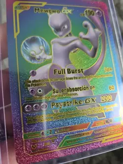 Mewtwo GX Rainbow Foil Fan Art Premium Vinyl Collector Pokemon Card Psystrike - Image 4