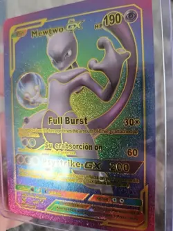 Mewtwo GX Rainbow Foil Fan Art Premium Vinyl Collector Pokemon Card Psystrike - Image 5