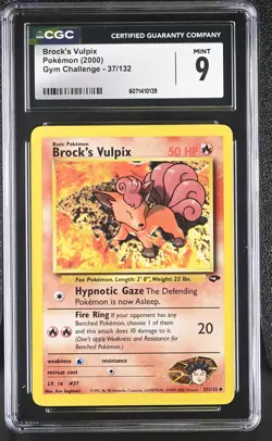 CGC 9 MINT Brock's Vulpix 2000 Gym Challenge 37/132 Pokemon Card - Image 1