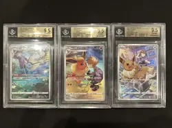 BGS 10 Pokemon Card Japanese Eevee Flareon Vaporeon CHR Rare 3CARD SET BULK - Image 1
