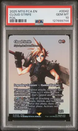 2025 MAGIC THE GATHERING FINAL FANTASY THROUGH THE AGES FOIL CLOUD STRIFE PSA 10 - Image 1