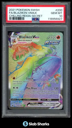 2021 POKEMON SWORD & SHIELD CHILLING REIGN #200/198 BLAZIKEN VMAX PSA 10 - Image 1