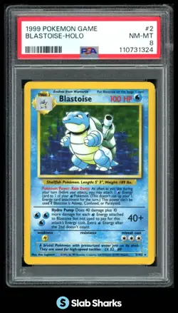 1999 POKEMON SET UNLIMITED #2/102 BLASTOISE RARE HOLO PSA 8 - Image 1